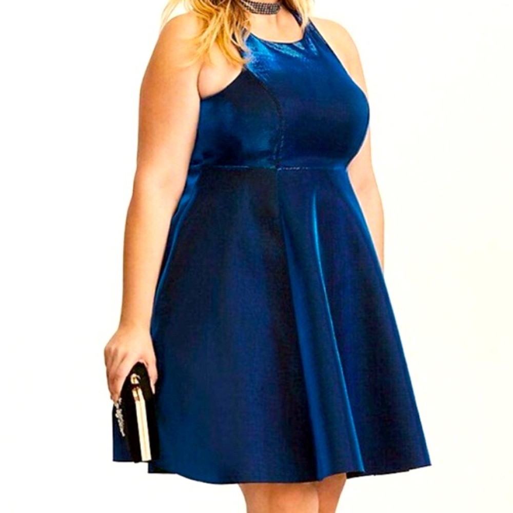 Torrid Metallic Blue Mini Dress